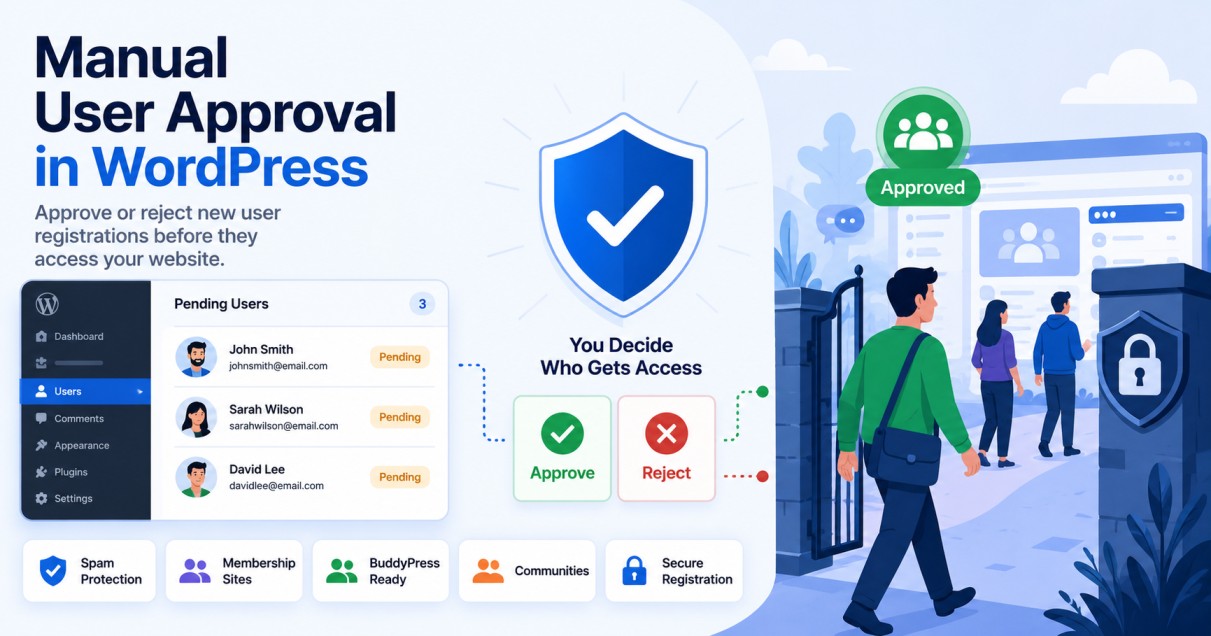 manual user approval create new user registrations in wordpress