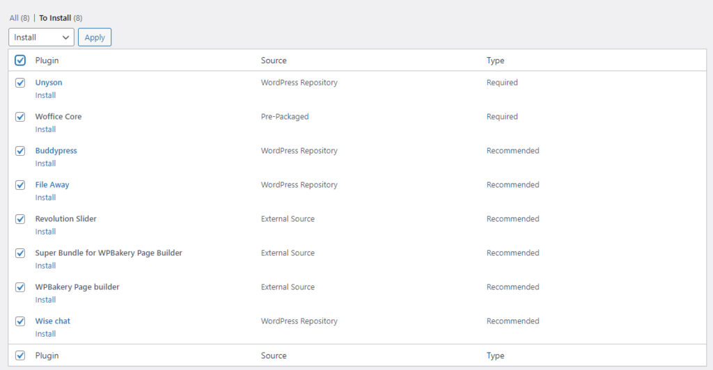 Woffice Plugins Install