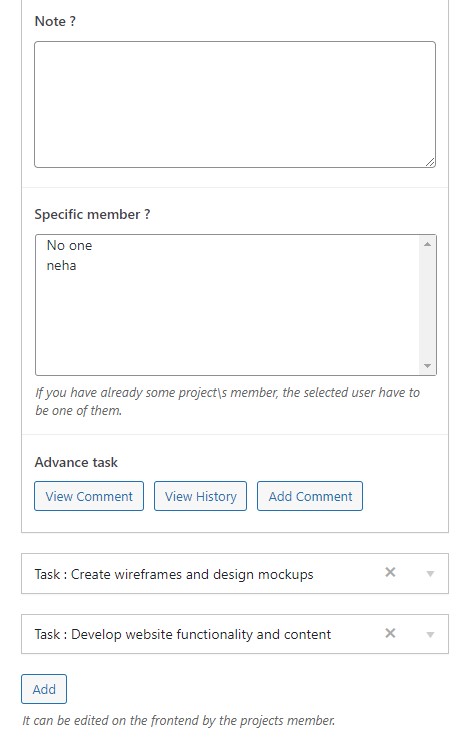 Backend Management of Tasks